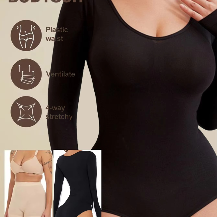 Hot Sale Long Sleeves Breathable Slimming Thong Bodysuit Daily Wear Body Tummy Control Women Shaping Yoga Sport Underwear