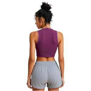 Women Sports Bra with Half Zip Front Spandex Fabric for OEM and ODM Custom Casual Yoga Set Activewear Comfort Fit