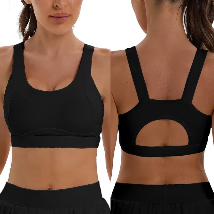 Spring Summer New Style Breathable Fixed Double Shoulder Belt Crisscross Straps Medium Support U-NECK Sweat-Wicking Sports Bra