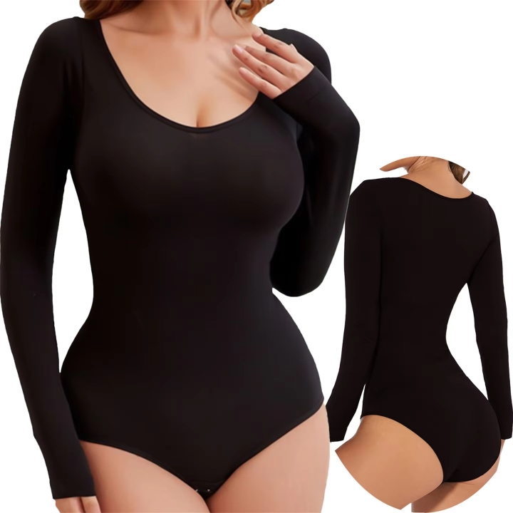 Hot Sale Long Sleeves Breathable Slimming Thong Bodysuit Daily Wear Body Tummy Control Women Shaping Yoga Sport Underwear