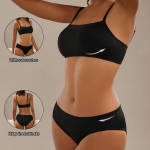 Black Color Fashion Vest Bra Seamless Sport Brassier Full Coverage Panties Set for Women Stretch Fabric Under Wear Girl Bra Set