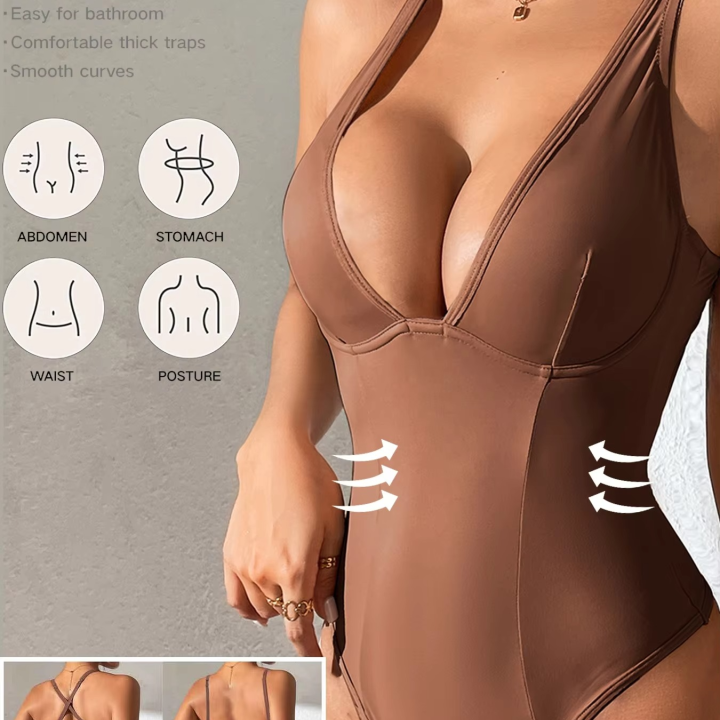 Cross Straps Design Deep V Neck Women Body Shaper Wear Tummy Control Corset for Sexy Ladies