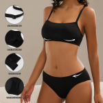 Black Color Fashion Vest Bra Seamless Sport Brassier Full Coverage Panties Set for Women Stretch Fabric Under Wear Girl Bra Set