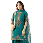 3 Piece Embroidered Raw Silk Suit Pakistani Traditional Dress Women Ethnic Wear Cultural Fashion Shalwar Kameez Handcrafted