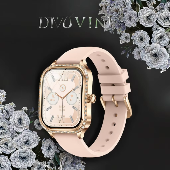 Luxury Magnetic Rubber Strap Smart Watch Women New Arrival 2025 Android Operating System Square IPS Display Waterproof IP67